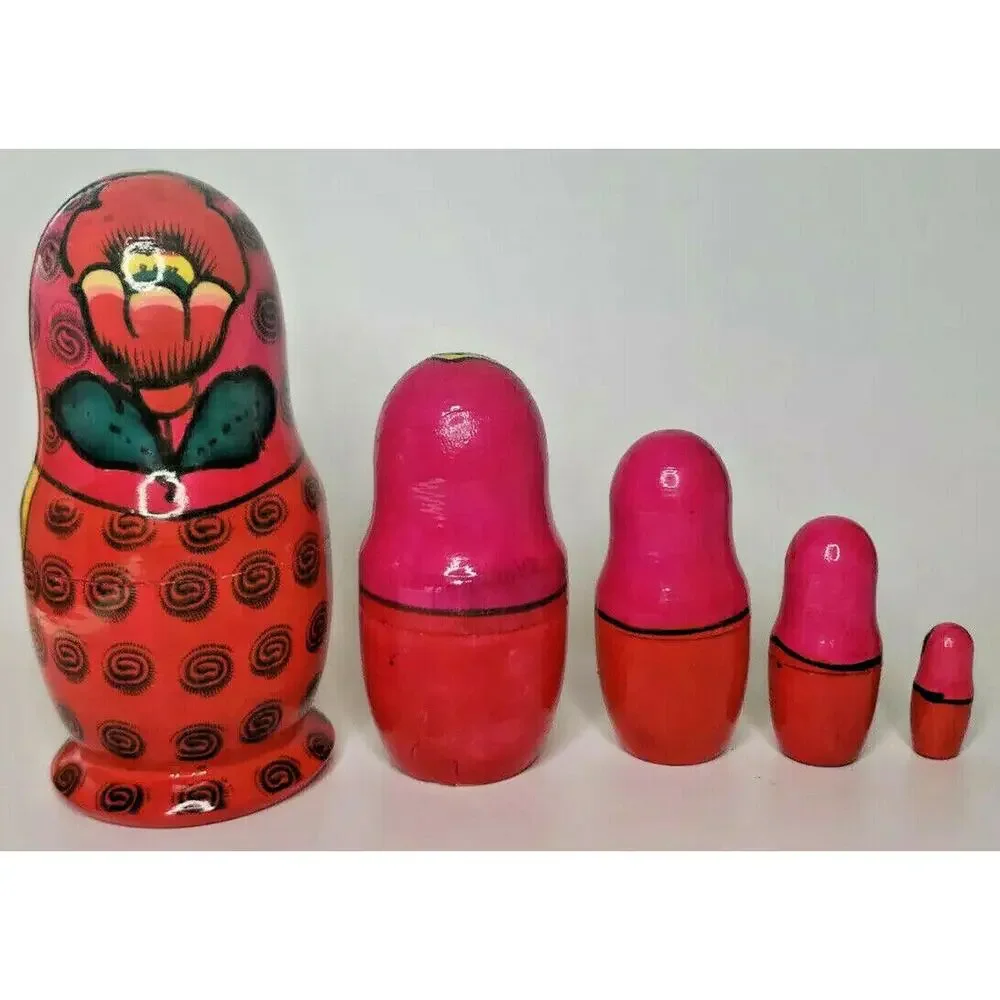 Vintage Russian‎ wooden nesting doll 6-1/2